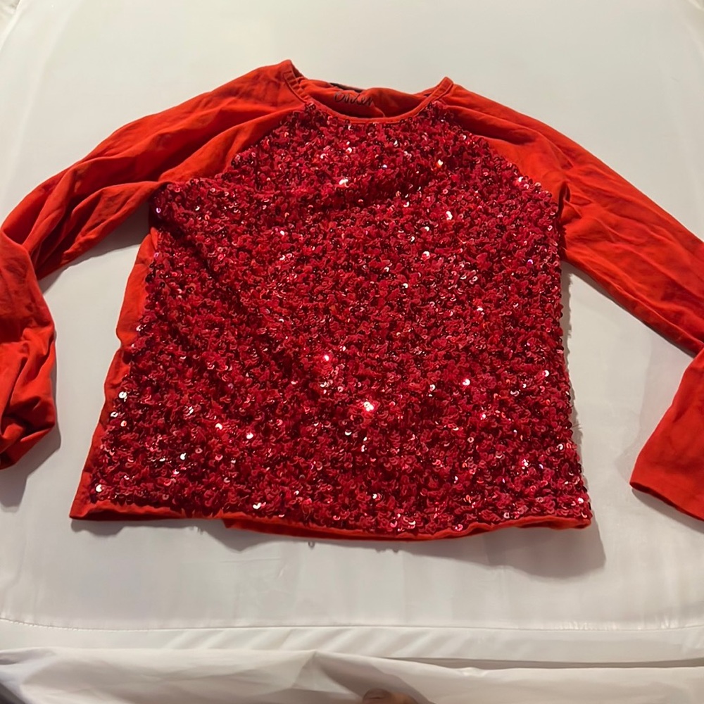 Mini Boden red sequin top 13/14